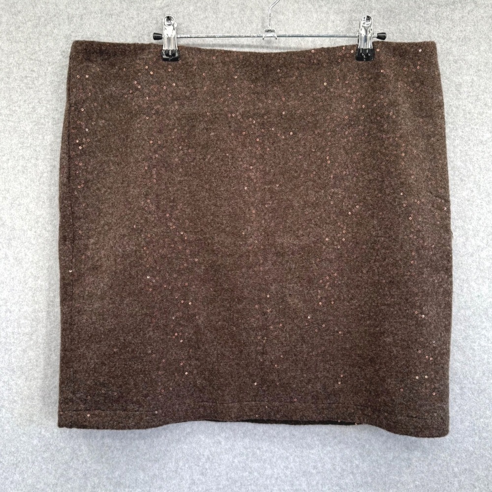 J.Jill Women's Brown Wool Blend Sequin Embellished Mini Skirt Size 16 NWT